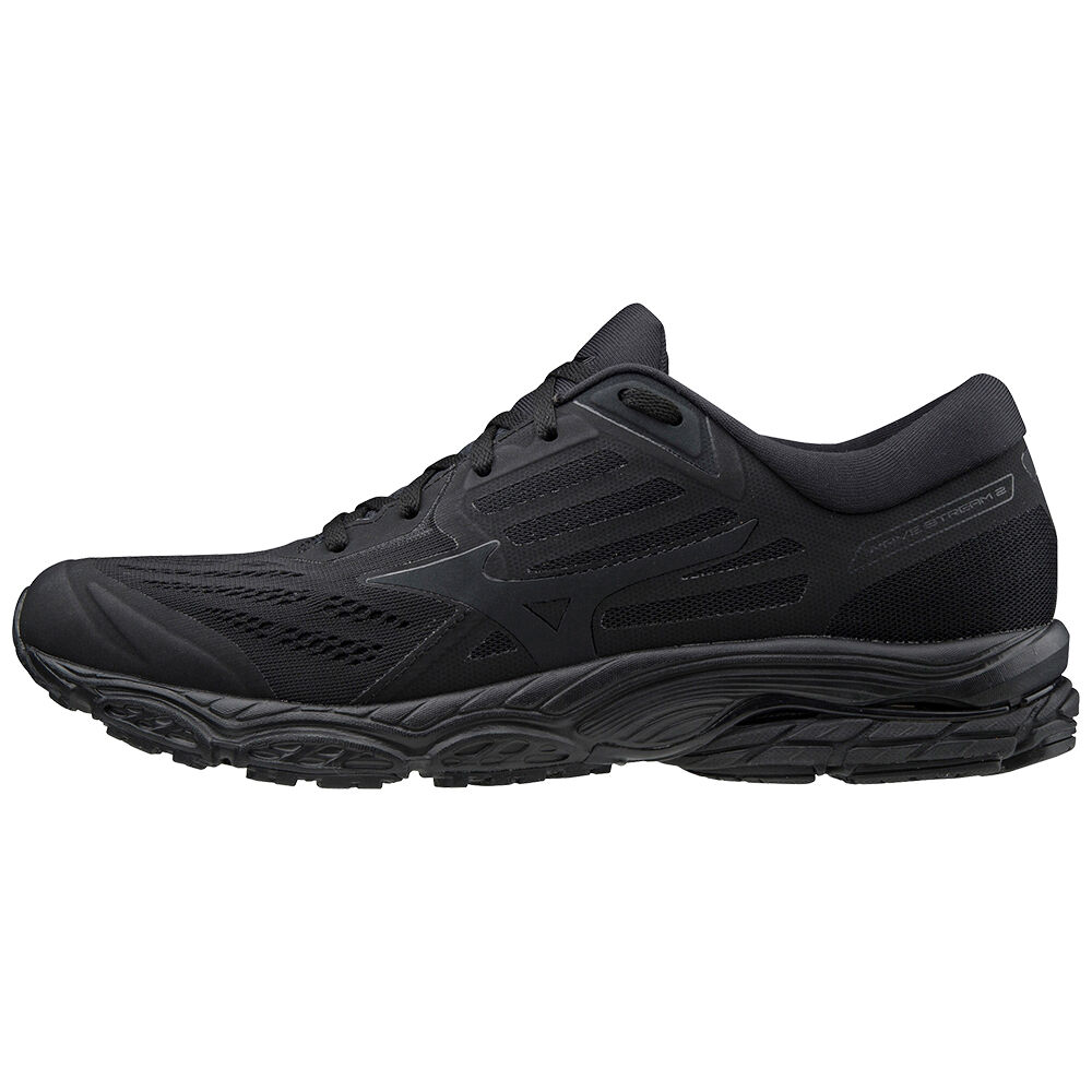 Mens Mizuno Wave Stream 2 Running Shoes Black/ Black Philippines (HZYPFB392)